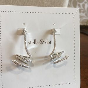 Stella and dot silver and pave ear climbers